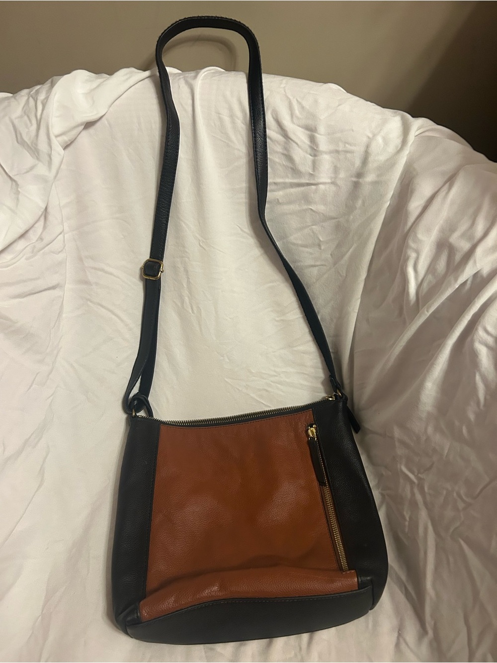 Fossil Classic Two-Tone Leather Crossbody Bag - Brown & Black